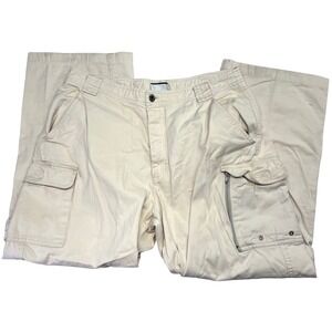 90s Bugle Boy Mens 34x34 Convertible Zip Off Cargo Pants Cream (34x30)